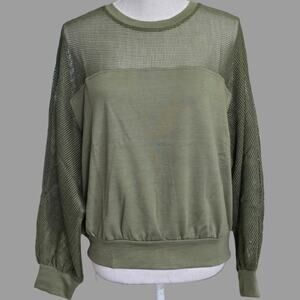 Lumiere Green Net Long Sleeve Top Sz Medium